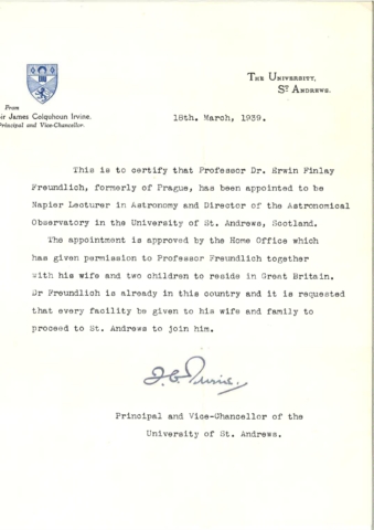 Finlay Freundlich appointment letter
