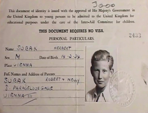 John's Kindertransport visa. Copyright the Wiener Library ‏