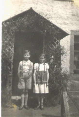 Outside the cottage where we lived in Forres