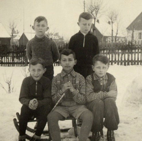 Last photo of my friends and I playing in the snow ( Winter 1938)