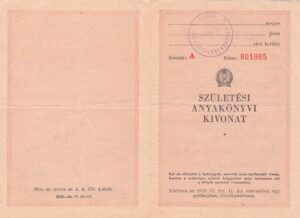 Judith Rosenberg's birth certificate