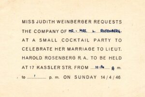 Judith Rosenberg wedding invitation