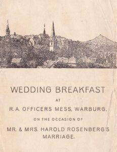Cover of Judith Rosenberg's wedding breakfast invitation