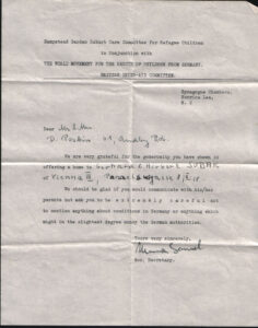 letter to the Peskins thanking them for accepting John