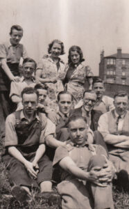 Martin Anson (front) worked as a fabric cutter at Universal Covers in Coustenholme Road Shawlands when he arrived in Glasgow