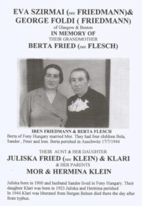 In memory of relatives