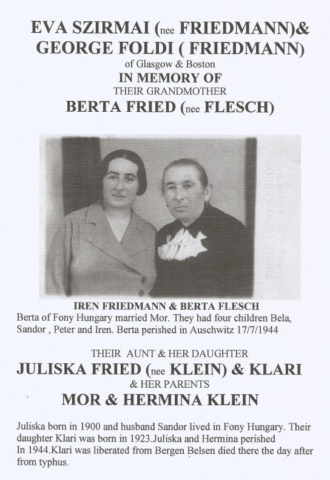 In memory of relatives